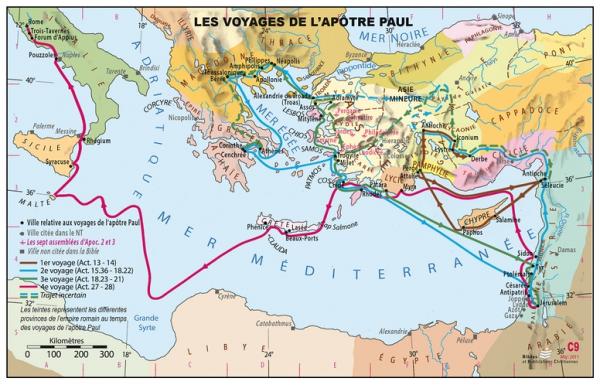 Les voyages de l'apôtre Paul: Carte géographique: CLC France