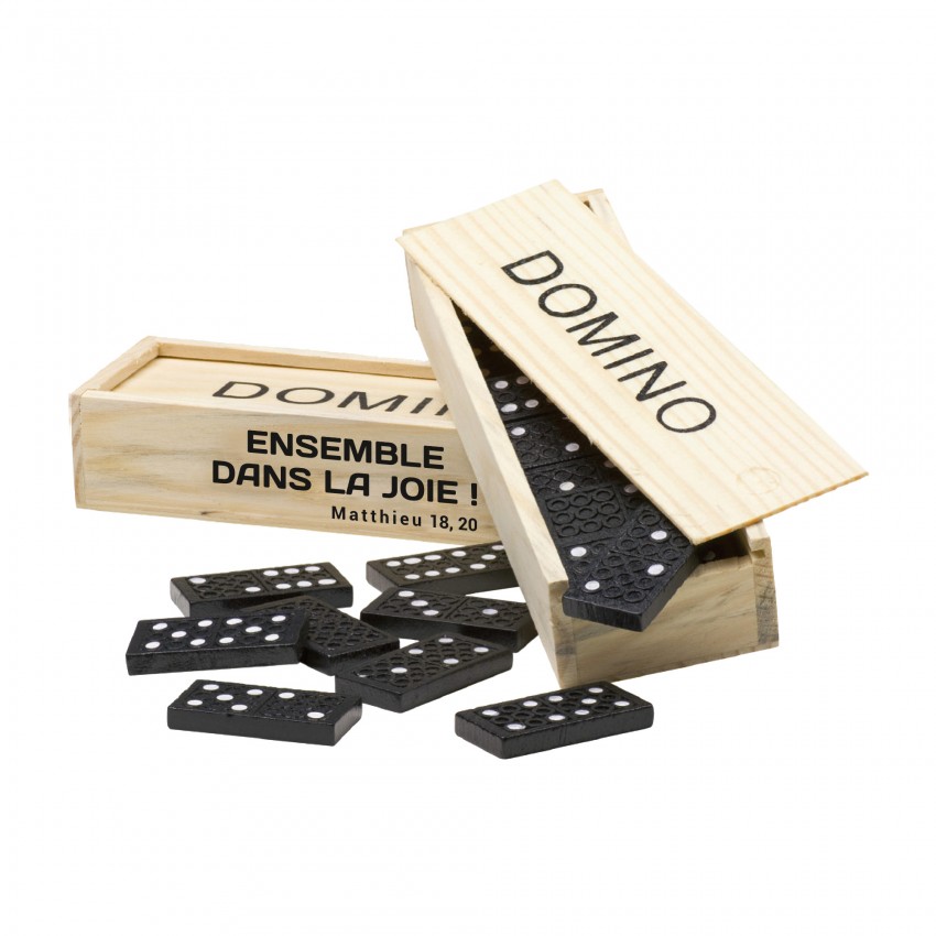Jeu de dominos dans une boîte en bois avec 28 pièces: Ensembles dans la  joie ! Mat 18,20 (3700318974044): CLC France